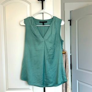Aqua satin sleeveless blouse